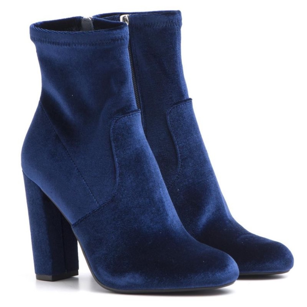 Steve Madden Edit Navy Velvet Booties